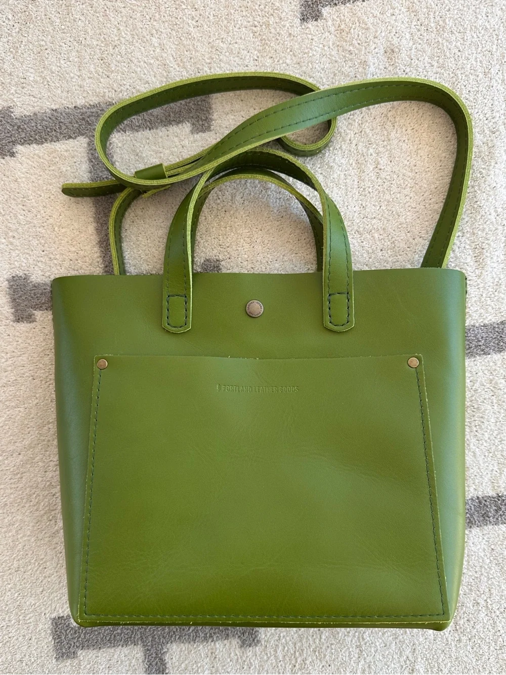 Green Leather Tote Crossbody Bag by Portland leather goods
